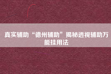 真实辅助“德州辅助”揭秘透视辅助万能挂用法