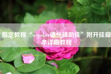 指定教程“wepoker德州辅助挂	”附开挂脚本详细教程