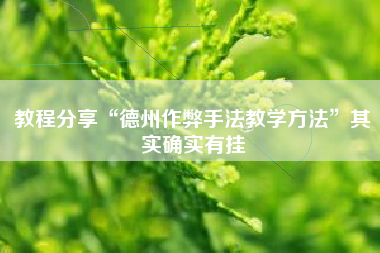 教程分享“德州作弊手法教学方法	”其实确实有挂