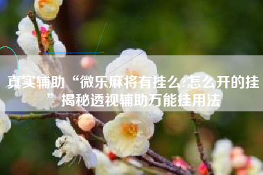 真实辅助“微乐麻将有挂么?怎么开的挂	”揭秘透视辅助万能挂用法
