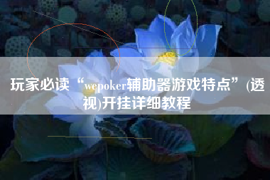 玩家必读“wepoker辅助器游戏特点”(透视)开挂详细教程