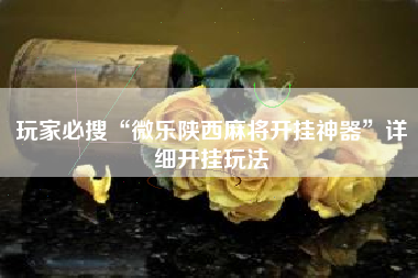 玩家必搜“微乐陕西麻将开挂神器”详细开挂玩法