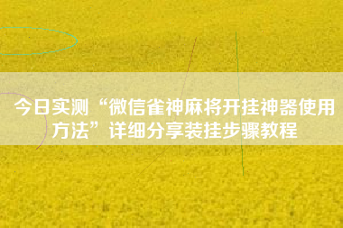 今日实测“微信雀神麻将开挂神器使用方法”详细分享装挂步骤教程