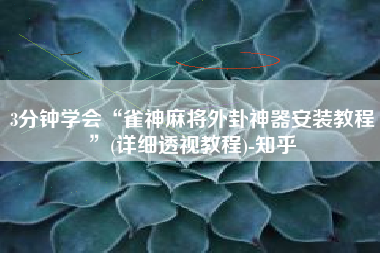 3分钟学会“雀神麻将外卦神器安装教程	”(详细透视教程)-知乎