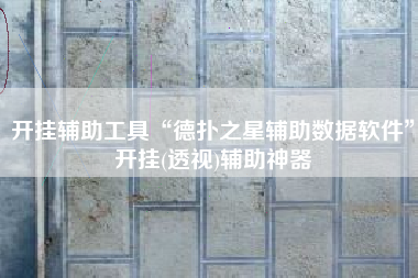 开挂辅助工具“德扑之星辅助数据软件”开挂(透视)辅助神器