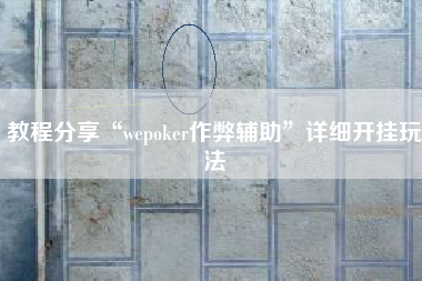 教程分享“wepoker作弊辅助	”详细开挂玩法