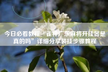 今日必看教程“雀神广东麻将开挂器是真的吗	”详细分享装挂步骤教程