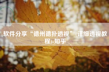 软件分享“德州德扑透视”(详细透视教程)-知乎