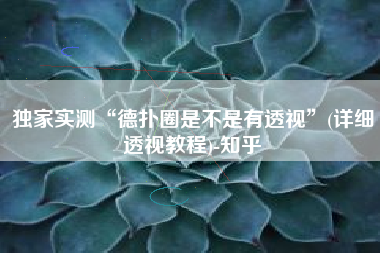 独家实测“德扑圈是不是有透视”(详细透视教程)-知乎