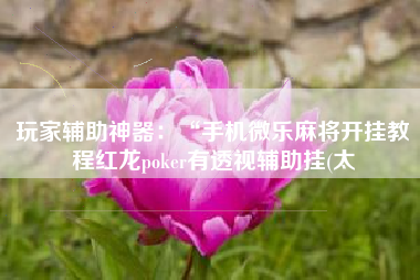 玩家辅助神器:“手机微乐麻将开挂教程红龙poker有透视辅助挂(太 玩家辅助神器:“手机微乐麻将开挂教程红龙poker有透视辅助挂(太