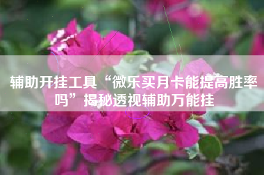 辅助开挂工具“微乐买月卡能提高胜率吗”揭秘透视辅助万能挂