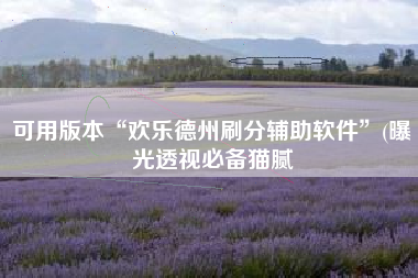 可用版本“欢乐德州刷分辅助软件	”(曝光透视必备猫腻