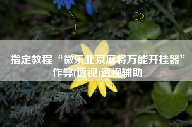 指定教程“微乐北京麻将万能开挂器”作弊(透视)透视辅助