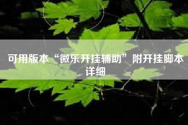 可用版本“微乐开挂辅助”附开挂脚本详细