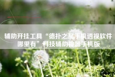 辅助开挂工具“德扑之星手机透视软件哪里有	”科技辅助神器手机版