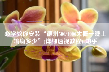 必学教你安装“德州500/1000大概一晚上输赢多少”(详细透视教程)-知乎