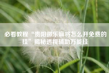 必看教程“贵阳微乐麻将怎么开免费的挂”揭秘透视辅助万能挂