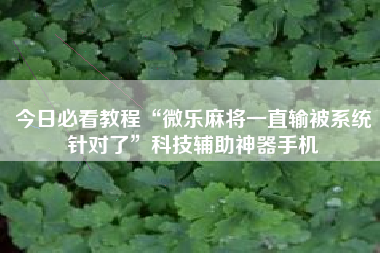 今日必看教程“微乐麻将一直输被系统针对了”科技辅助神器手机