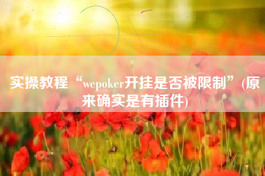 实操教程“wepoker开挂是否被限制”(原来确实是有插件)