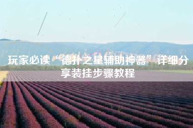 玩家必读“德扑之星辅助神器	”详细分享装挂步骤教程