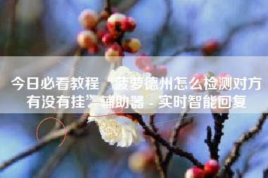 今日必看教程“菠萝德州怎么检测对方有没有挂	”辅助器 - 实时智能回复