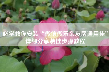 必学教你安装“微信微乐亲友房通用挂”详细分享装挂步骤教程