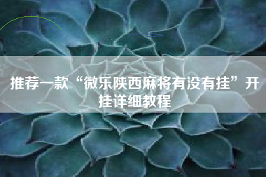 推荐一款“微乐陕西麻将有没有挂”开挂详细教程