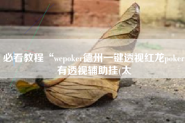 必看教程“wepoker德州一键透视红龙poker有透视辅助挂(太 必看教程“wepoker德州一键透视红龙poker有透视辅助挂(太