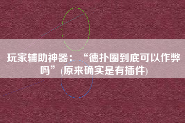 玩家辅助神器：“德扑圈到底可以作弊吗	”(原来确实是有插件)