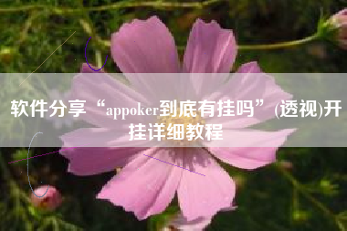 软件分享“appoker到底有挂吗	”(透视)开挂详细教程