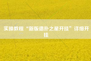 实操教程“新版德扑之星开挂”详细开挂