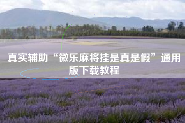 真实辅助“微乐麻将挂是真是假	”通用版下载教程