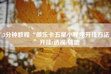 3分钟教程“微乐卡五星小程序开挂方法	”开挂(透视)辅助